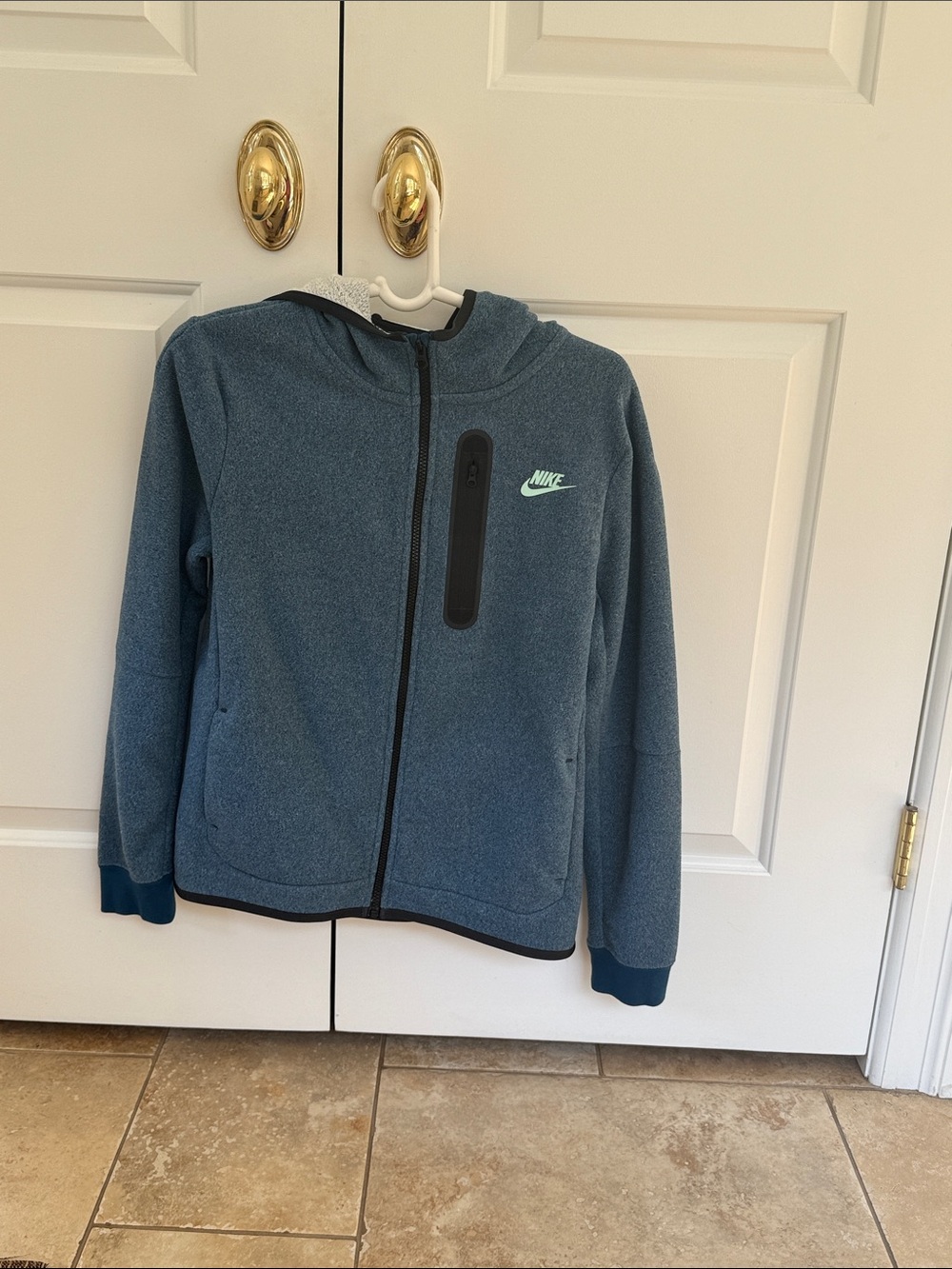 Nike tech Youth new Teal Hooded Zip Jacket with Mint Logo